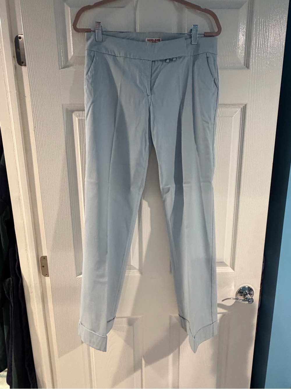 Guess Light Blue Women's Chinos with Cuffed Hem